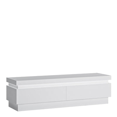 Lyon 2 Drawer TV Cabinet (including LED lighting) in White and High Gloss – FTG