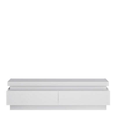Lyon 2 Drawer TV Cabinet (including LED lighting) in White and High Gloss – FTG, view 2