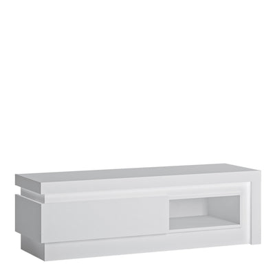 Lyon 1 Drawer TV Cabinet with Open Shelf in White and High Gloss – FTG