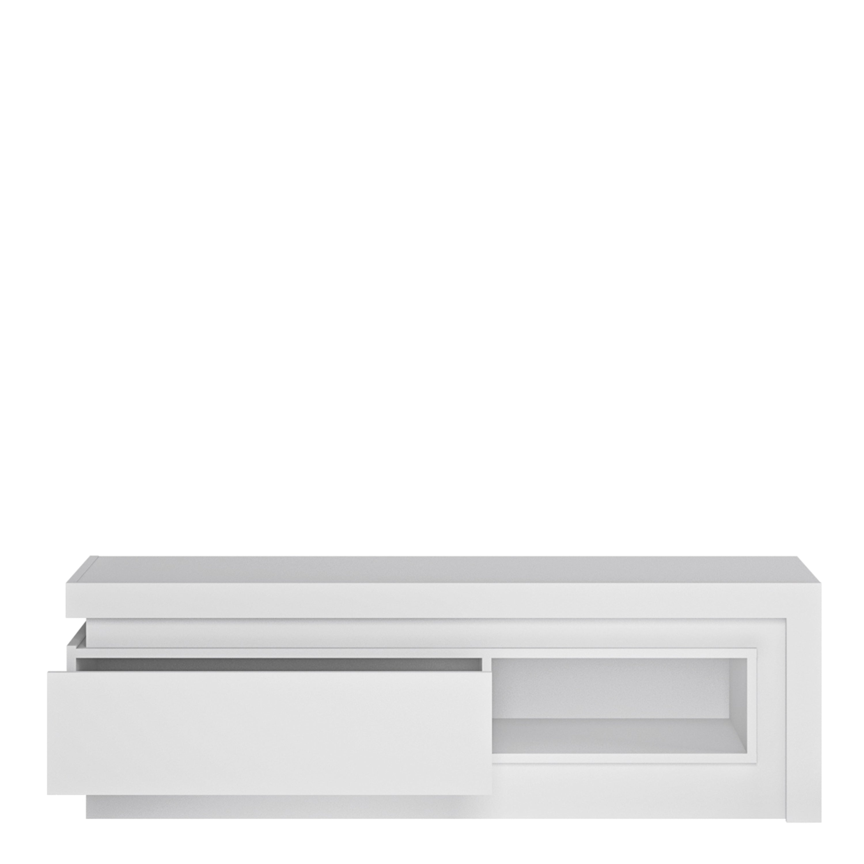 Lyon 1 Drawer TV Cabinet with Open Shelf in White and High Gloss – FTG, view 2