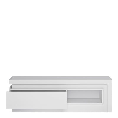 Lyon 1 Drawer TV Cabinet with Open Shelf in White and High Gloss – FTG, view 2