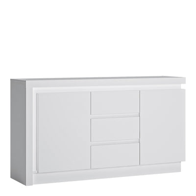 Lyon 2 Door 3 Drawer Sideboard (including LED lighting) in White and High Gloss – FTG