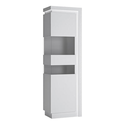 Lyon Tall Narrow Display Cabinet (LHD) (including LED lighting) in White and High Gloss – FTG