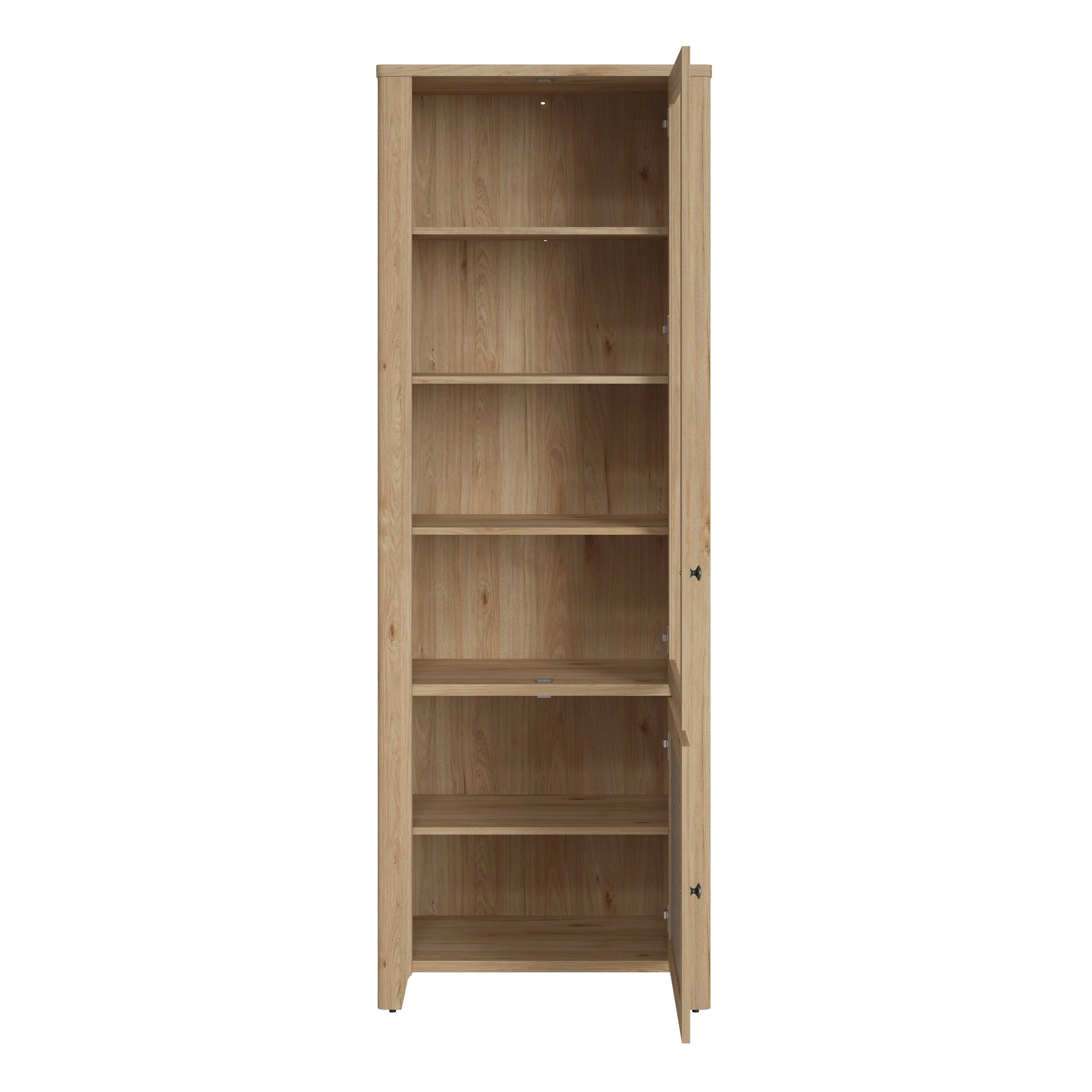 Cestino 2 Door Display Cabinet in Jackson Hickory Oak and Rattan Effect – FTG, view 3