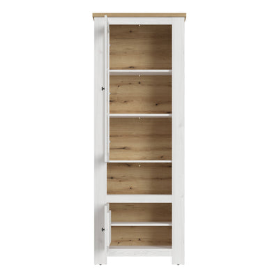 Celesto 2 Door Display Cabinet in White and Oak – FTG, view 2