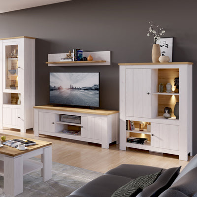 Celesto 2 Door TV Unit in White and Oak (154cm) – FTG, view 3