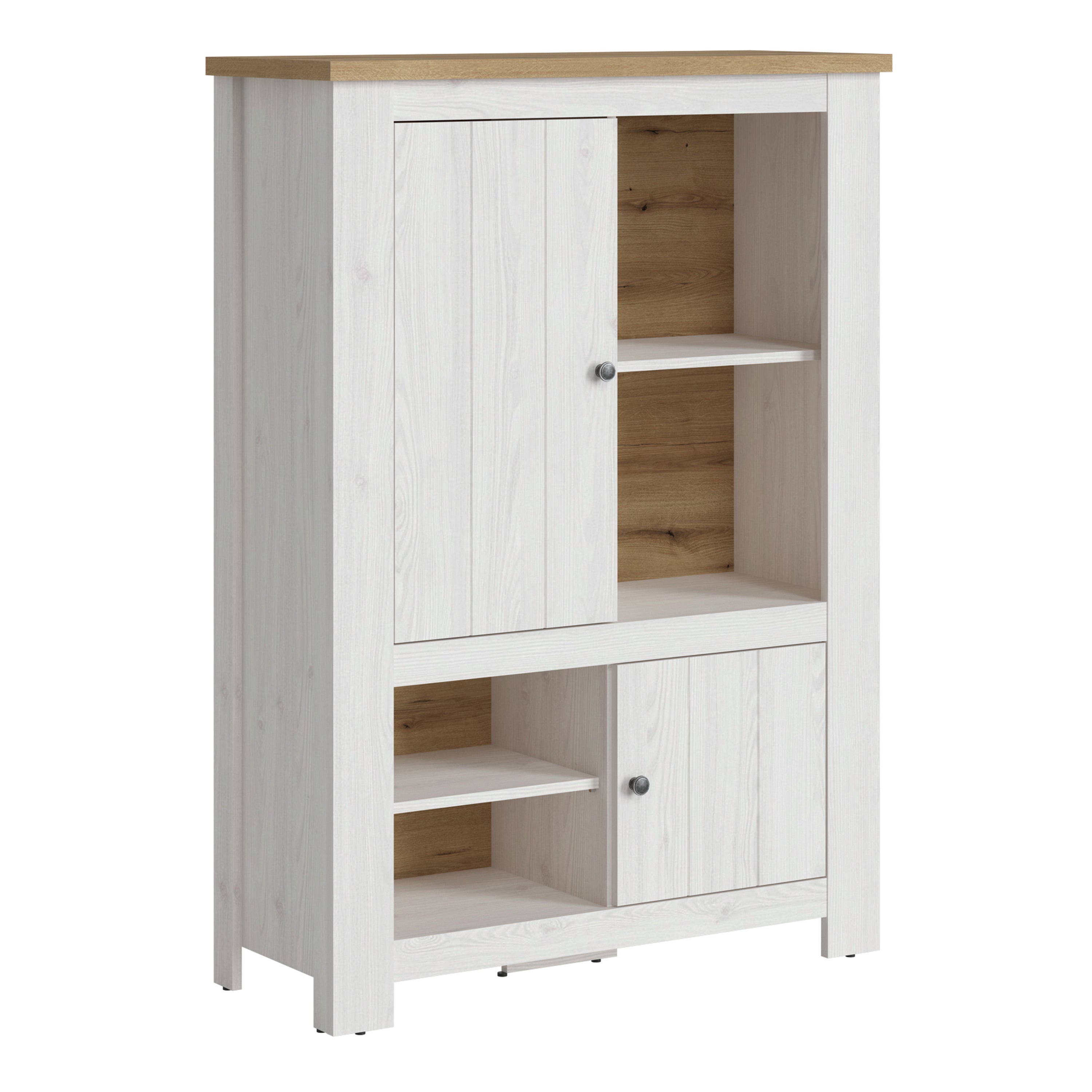 Celesto 2 Door 4 Shelves Cabinet in White and Oak – FTG