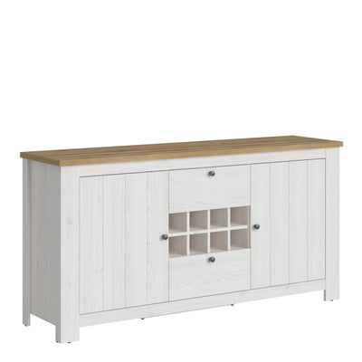 Celesto 2 Door 2 Drawer Sideboard with Wine Rack in White and Oak – FTG