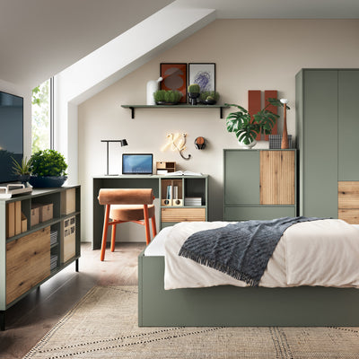 Darwin Sideboard 1 Door in Green/Oak – FTG, view 4