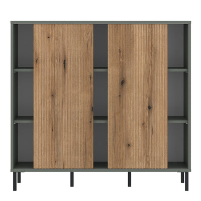 Darwin Sideboard 2 Door in Green/Oak – FTG, view 2