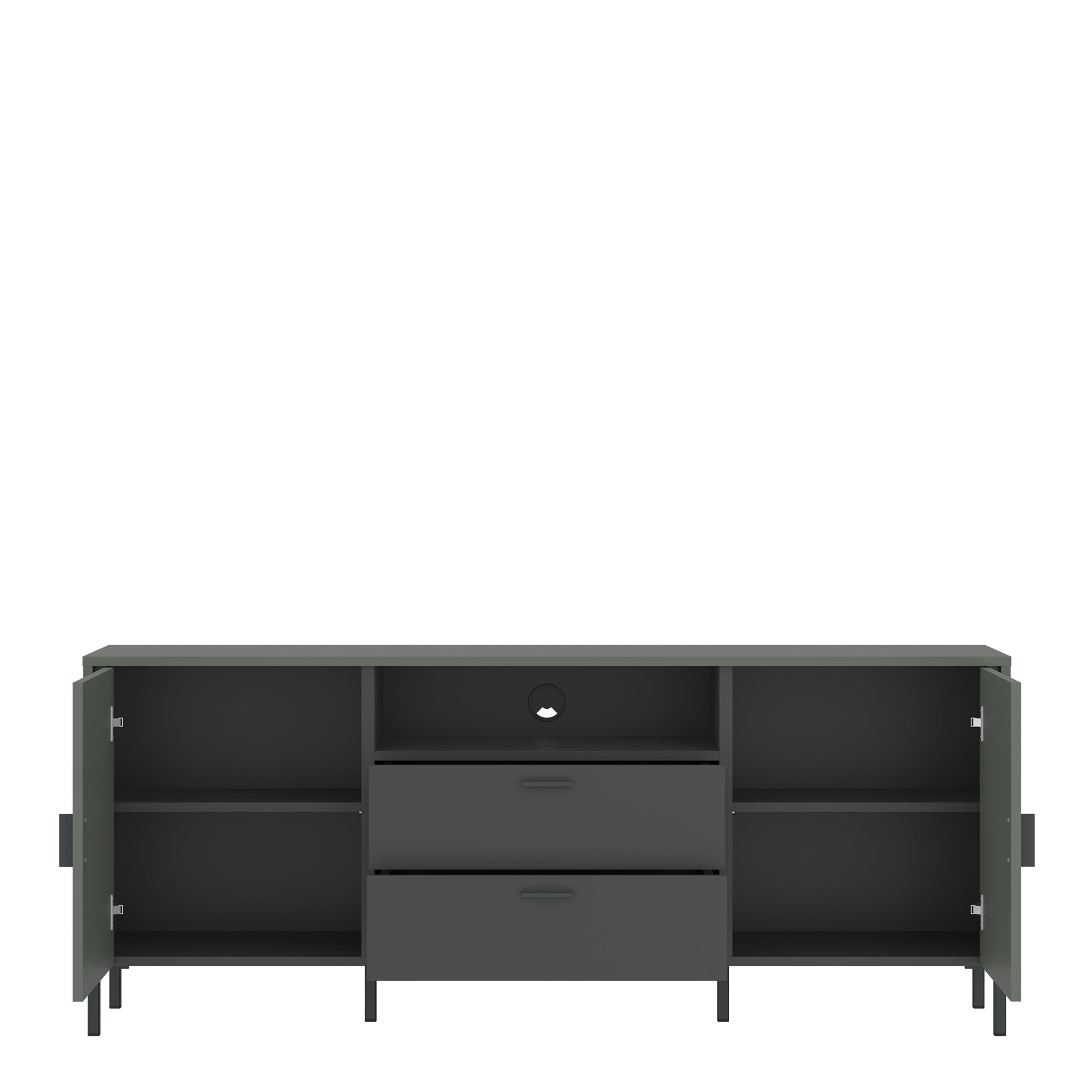 Arundel TV Cabinet 2 Door 2 Drawer 158cm Wide in Green/Grey – FTG, view 2