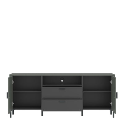 Arundel TV Cabinet 2 Door 2 Drawer 158cm Wide in Green/Grey – FTG, view 2