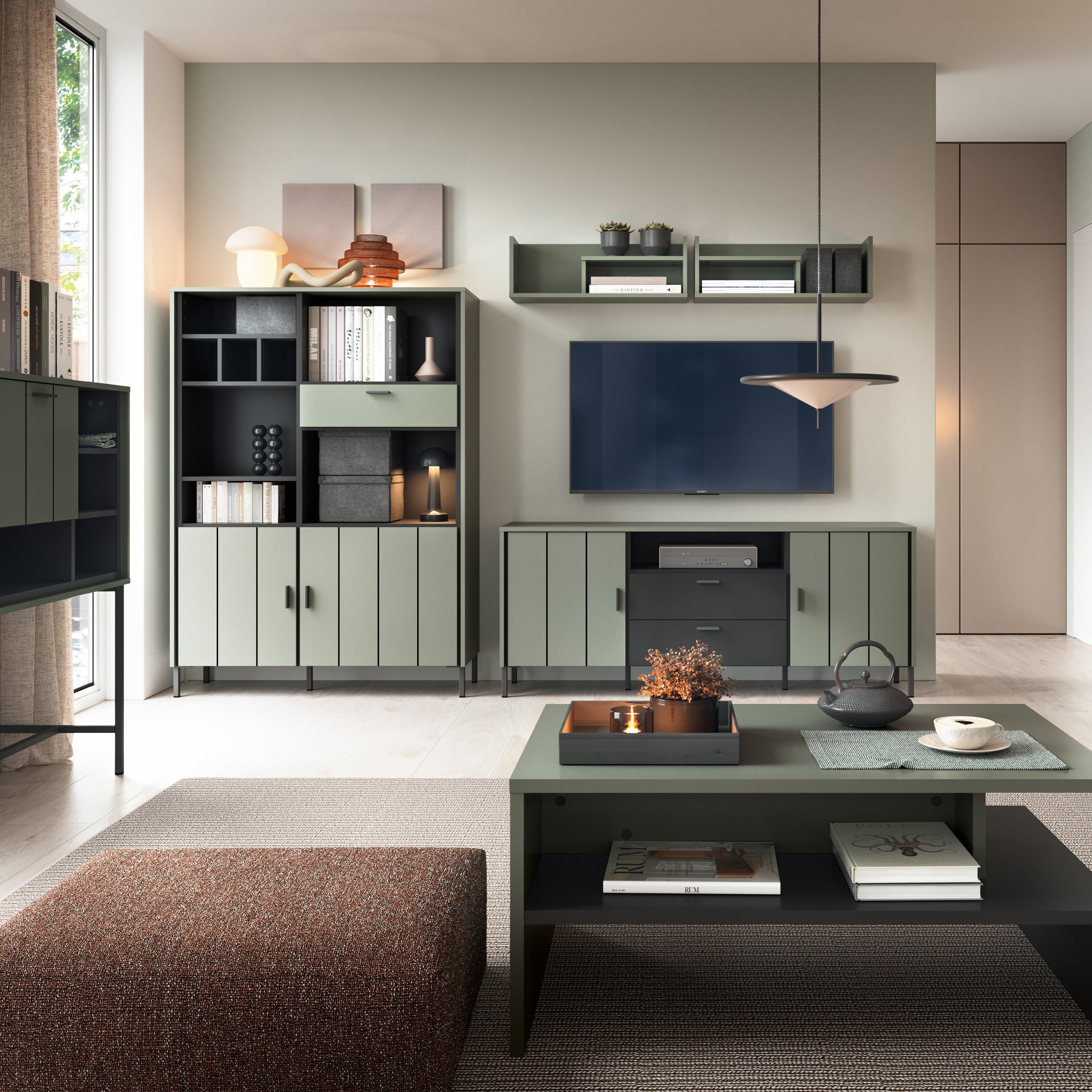 Arundel Sideboard 2 Door 2 Drawer in Green/Grey – FTG, view 3