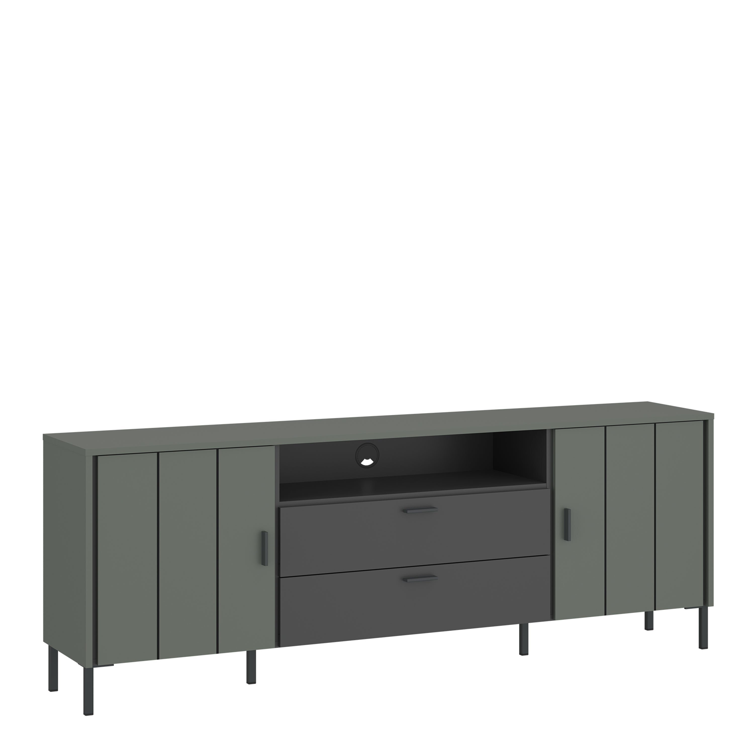 Arundel TV Cabinet 2 Door 2 Drawer 173cm wide 65cm High in Green/Grey – FTG