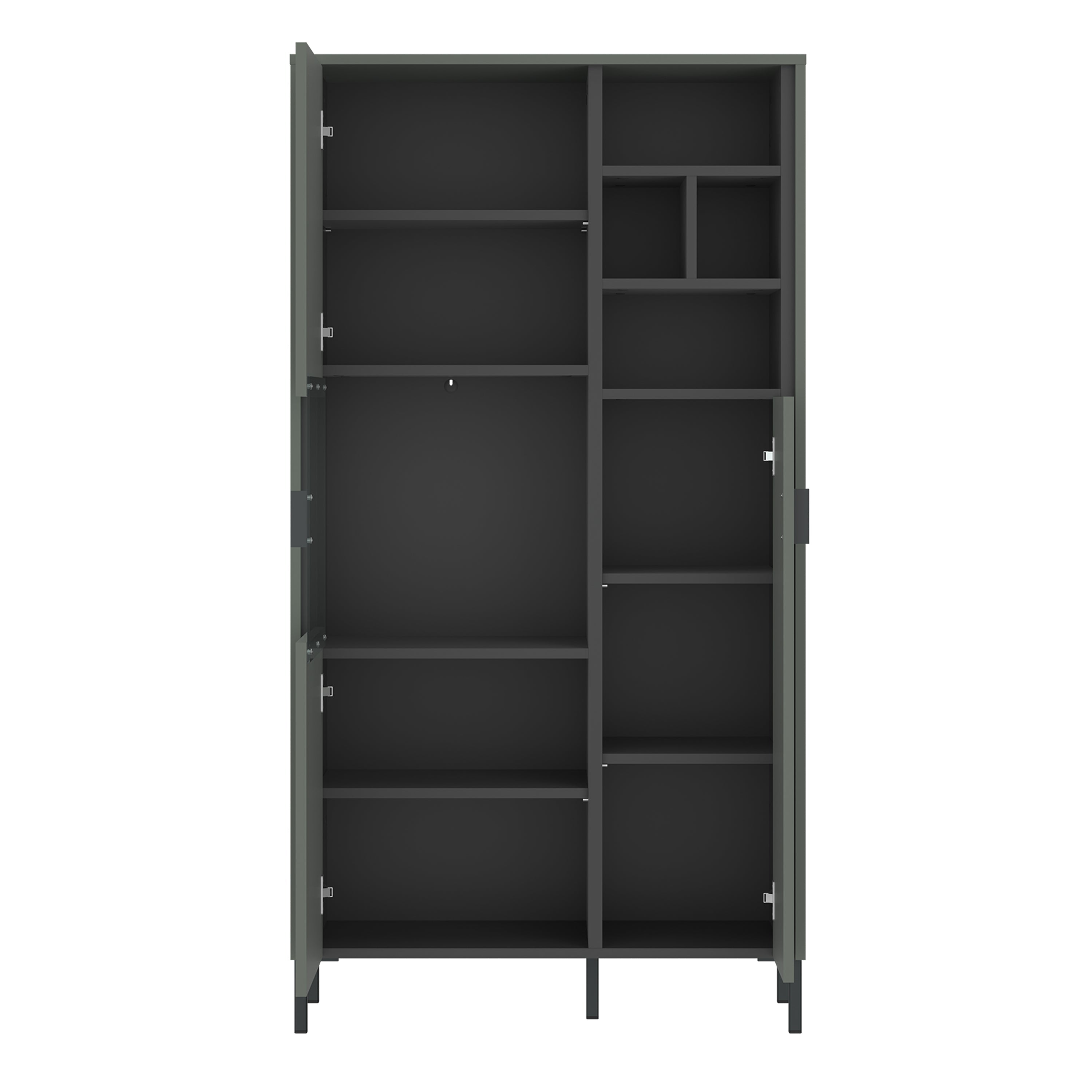 Arundel 2 Door Display Cabinet in Green/Grey – FTG, view 2