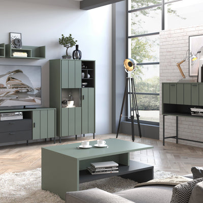 Arundel 2 Door Display Cabinet in Green/Grey – FTG, view 3
