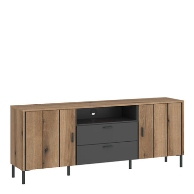 Arundel TV Cabinet 2 Door 2 Drawer 158cm Wide in Oak/Grey – FTG