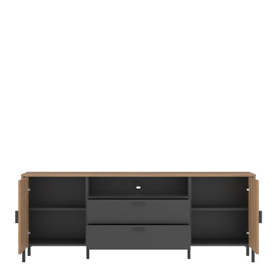 Arundel TV Cabinet 2 Door 2 Drawer 173cm Wide in Oak/Grey – FTG, view 2
