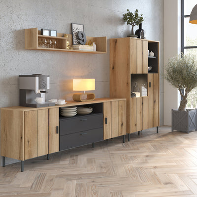 Arundel TV Cabinet 2 Door 2 Drawer 173cm Wide in Oak/Grey – FTG, view 3