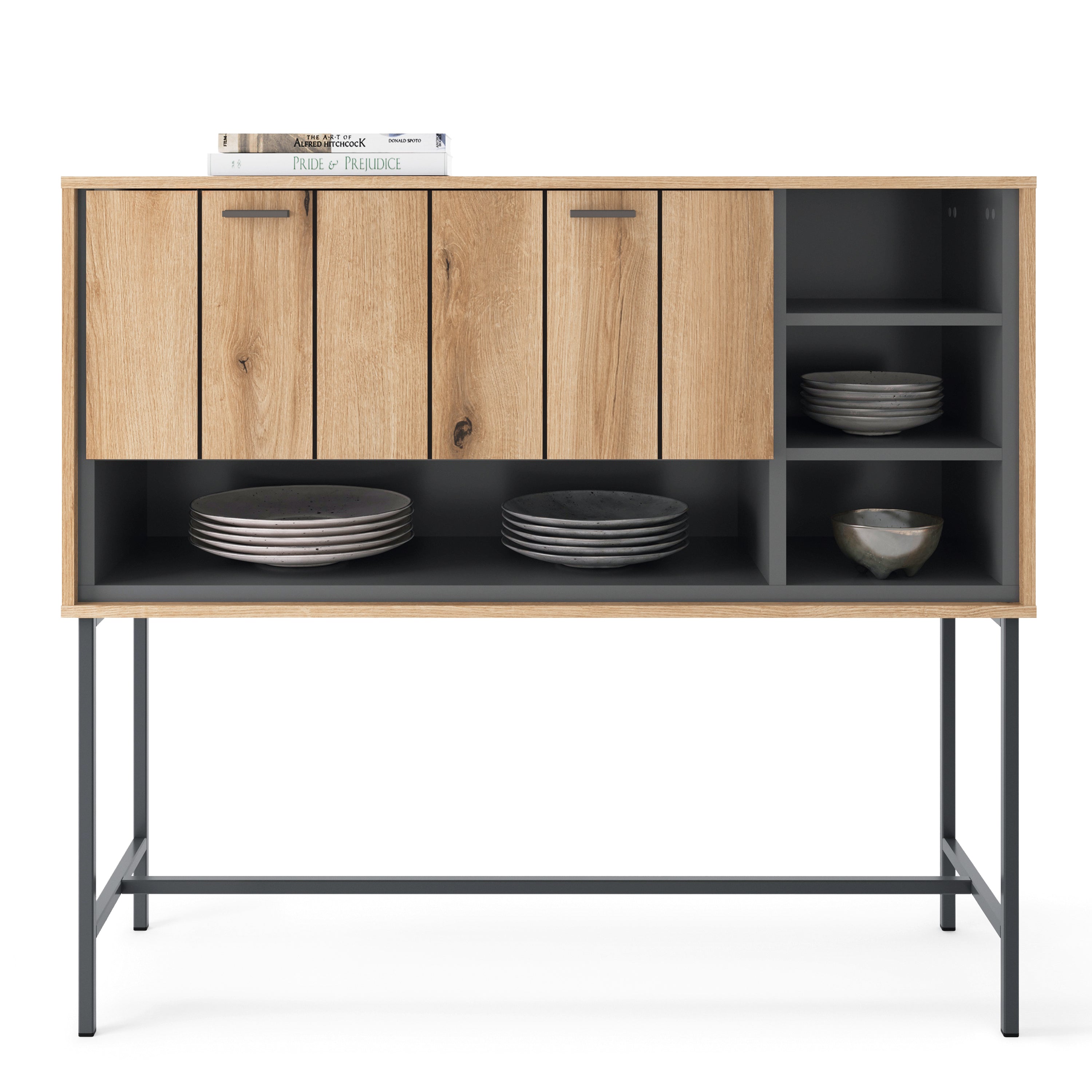 Arundel Bar Table with 1 Flap in Oak/Grey – FTG, view 3