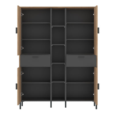 Arundel Wardrobe 4 Door 2 Drawer in Oak/Grey – FTG, view 2