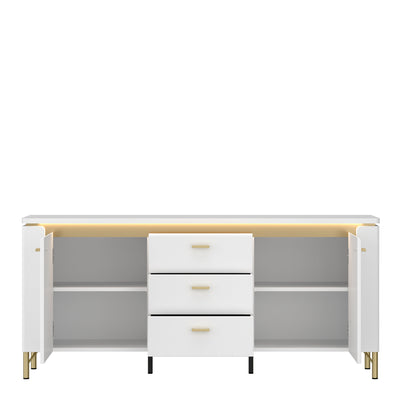 Lazio TV Cabinet 2 Door 3 Drawer in Alpine White/White Gloss – FTG, view 2