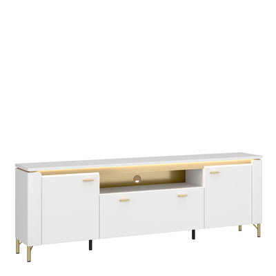 Lazio TV Cabinet 2 Door 1 Drawer in Alpine White/White Gloss – FTG