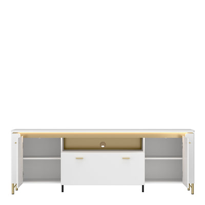 Lazio TV Cabinet 2 Door 1 Drawer in Alpine White/White Gloss – FTG, view 2