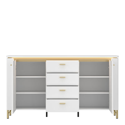Lazio Sideboard 2 Door 4 Drawer in Alpine White/White Gloss – FTG, view 2
