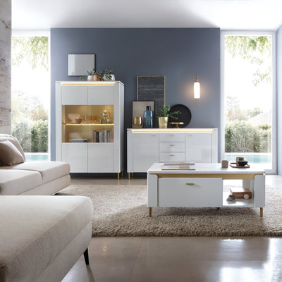 Lazio Sideboard 2 Door 4 Drawer in Alpine White/White Gloss – FTG, view 3