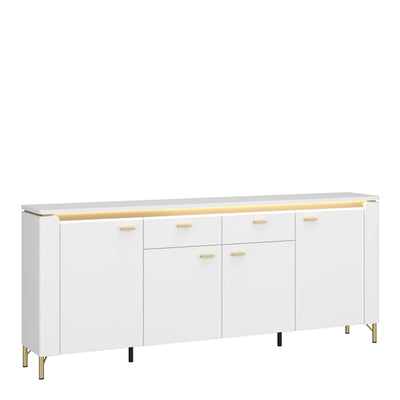 Lazio Sideboard 4 Door 2 Drawer in Alpine White/White Gloss – FTG
