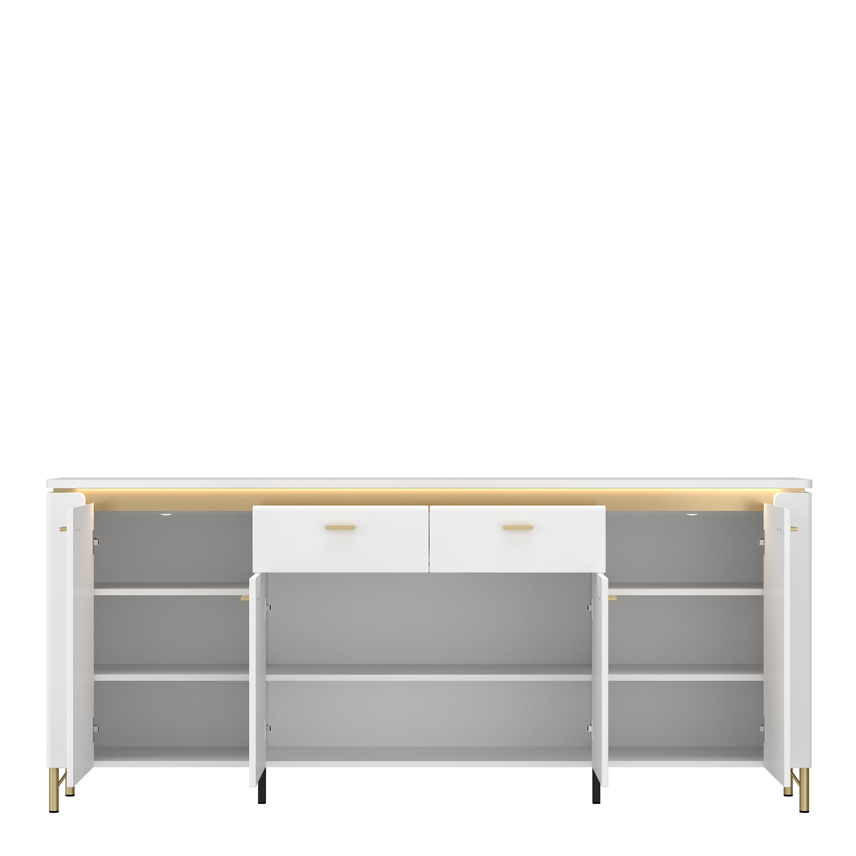 Lazio Sideboard 4 Door 2 Drawer in Alpine White/White Gloss – FTG, view 2