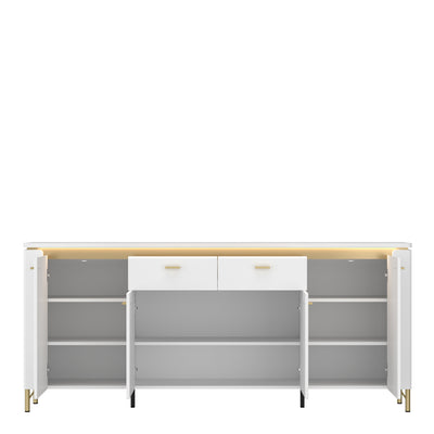 Lazio Sideboard 4 Door 2 Drawer in Alpine White/White Gloss – FTG, view 2