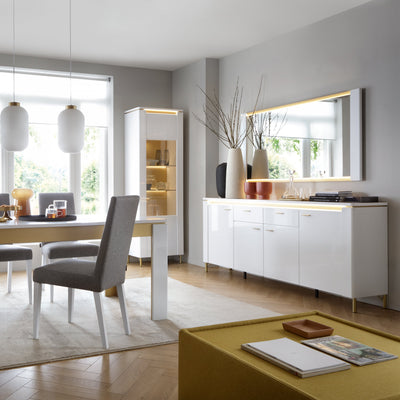Lazio Sideboard 4 Door 2 Drawer in Alpine White/White Gloss – FTG, view 3