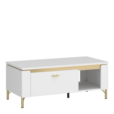 Lazio Coffee Table 1 Drawer in Alpine White/White Gloss – FTG