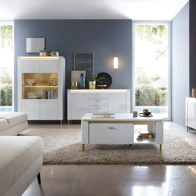 Lazio Vitrin 2 Door in Alpine White/White Gloss – FTG, view 4
