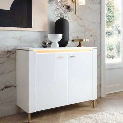 Lazio Sideboard 2 Door in Alpine White/White Gloss – FTG, view 3