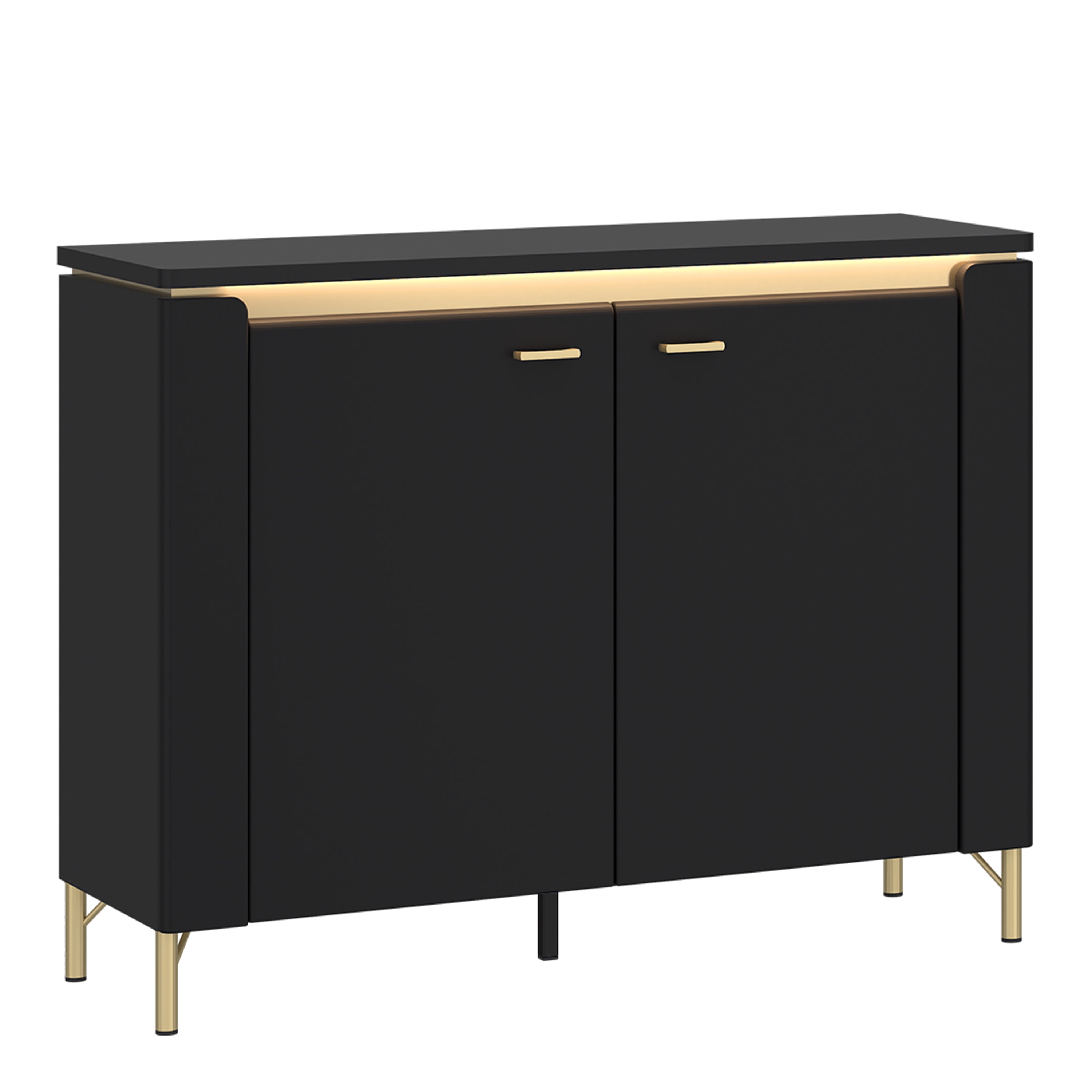 Genoa Sideboard 2 Door in Black Matt/Gold – FTG