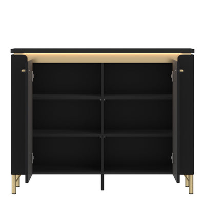 Genoa Sideboard 2 Door in Black Matt/Gold – FTG, view 2