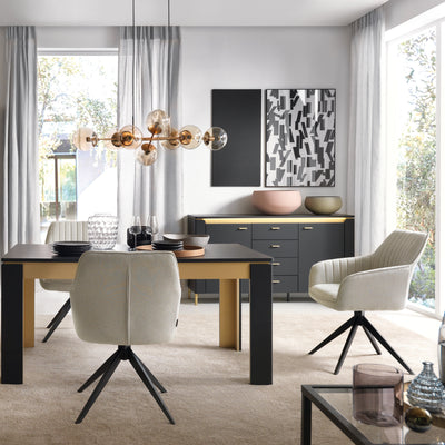 Genoa Sideboard 2 Door 4 Drawer in Black Matt/Gold – FTG, view 3