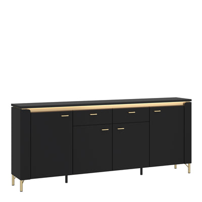 Genoa Sideboard 4 Door 2 Drawer in Black Matt/Gold – FTG