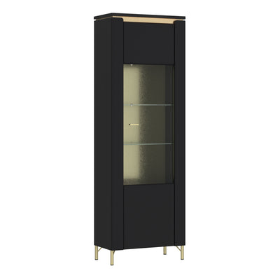 Genoa Vitrin 1 Door in Black Matt/Gold – FTG