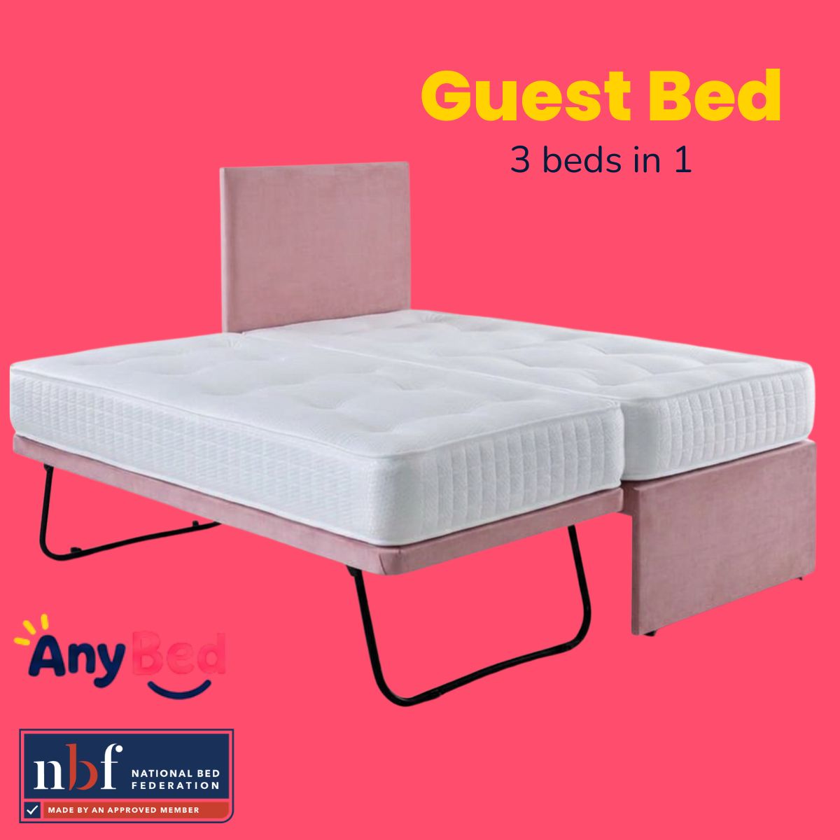 Guest Bed & Trundle With 2 Mattresses