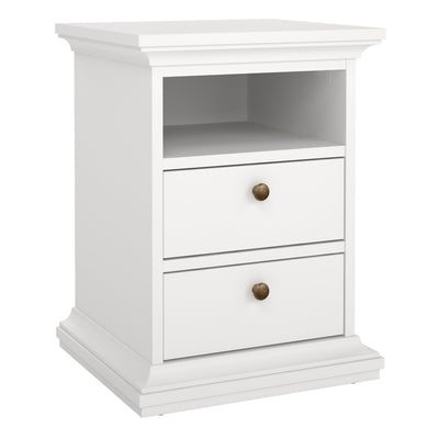 Paris Bedside 2 Drawers in White – FTG