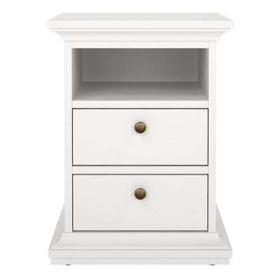 Paris Bedside 2 Drawers in White – FTG, view 2