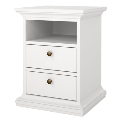 Paris Bedside 2 Drawers in White – FTG, view 3