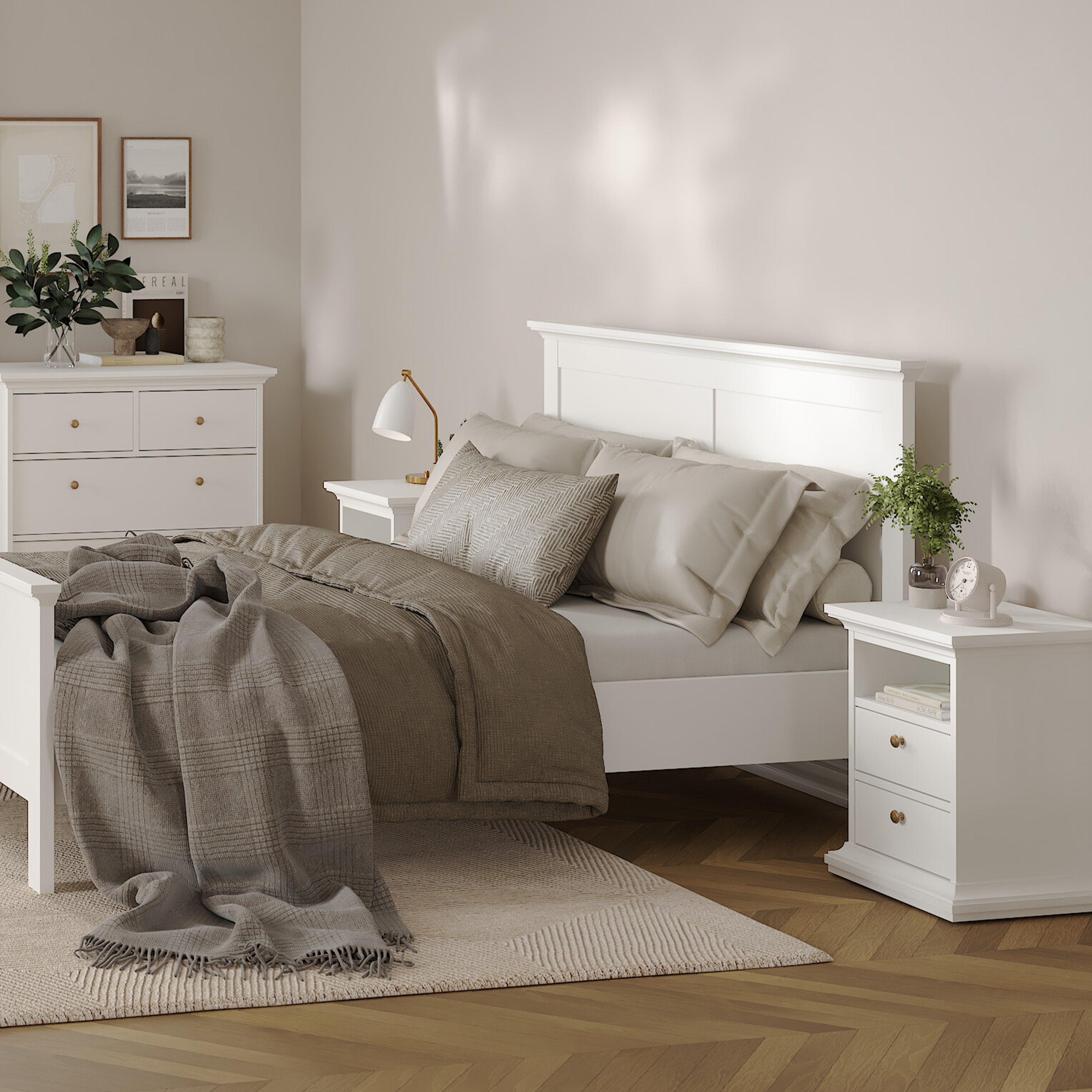 Paris Bedside 2 Drawers in White – FTG, view 7
