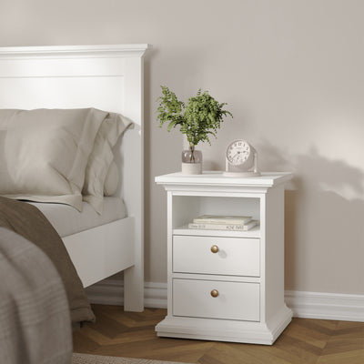 Paris Bedside 2 Drawers in White – FTG, view 8