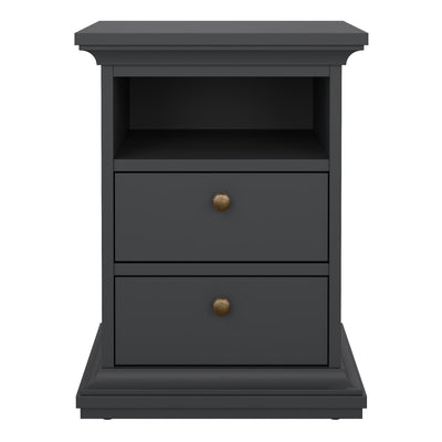 Paris Bedside 2 Drawers in Matt Grey – FTG, view 2