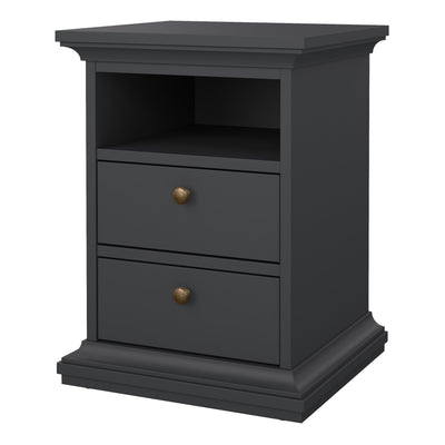 Paris Bedside 2 Drawers in Matt Grey – FTG, view 3